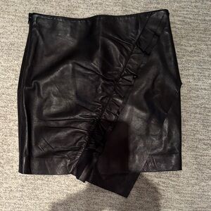 IRO Black Asymmetrical Leather Skirt
